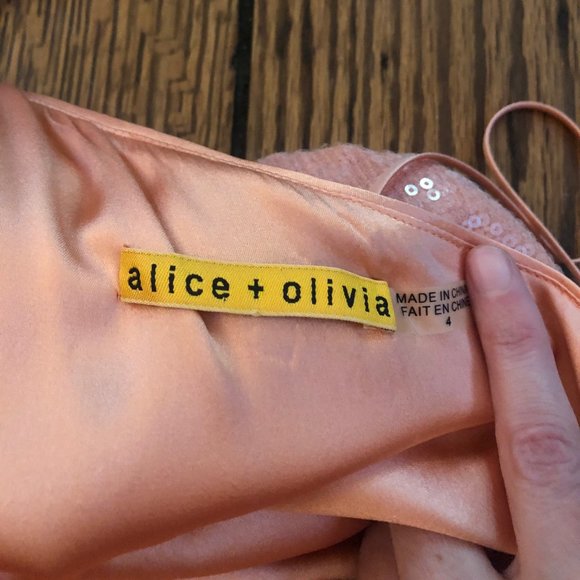Alice + Olivia Pink Sequin One Shoulder Dress Sz 4 - Picture 4 of 6